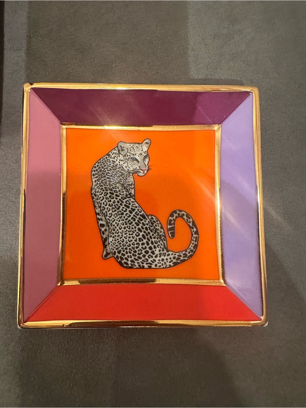 Jonathan Adler Orange, Purple, Pink and Red Leopard Trinket Dish